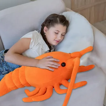Плюшевая подушка Tingle, имитирующая Оранжевого лобстера, Офисная подушка Подходит для плюшевой куклы в качестве подарка на День рождения Гигантского плюшевого животного