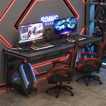 Простые современные компьютерные столы с двойным рабочим столом, письменный стол для домашней спальни, игровые столы для интернет-кафе, Набор компьютерных столов и стульев