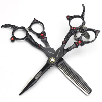 профессиональные парикмахерские ножницы высокого качества 6 дюймов, идеальный тонкий дизайн, резная ручка, 440c, парикмахерские ножницы для стрижки волос