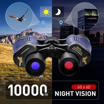 Профессиональный бинокль ночного видения для взрослых с низкой освещенностью, компактный водонепроницаемый бинокль для наблюдения за птицами, туризм