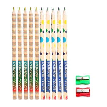 Разноцветные карандаши, деревянные цветные карандаши, радужные карандаши с точилкой, разноцветные карандаши для рисования