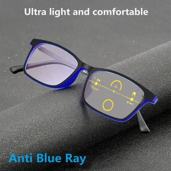 Сверхлегкие прогрессивные очки для чтения с защитой от синего света, уличные фотохромные очки для чтения при дальнозоркости, мужские очки в оправе из титанового сплава