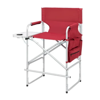 Складной уличный стул Серебристо-белая железная круглая труба, красная/ черная поверхность ткани, покрытая пластиком директорское кресло 103x60x49CM 120Kg
