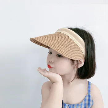 Соломенная шляпа для родителей и детей, Детская солнцезащитная шляпа, летняя солнцезащитная шляпа с большими полями, Пустая шапочка для девочек, аксессуары для детской моды