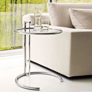 Столики для кафе Nordic из нержавеющей стали, стеклянная кофейная мебель, подъемный стол, Креативный дизайнер кофейни, круглый прозрачный стол