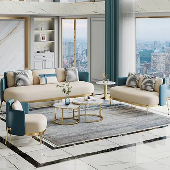 Тканевый диван для гостиной, простой, современный и роскошный дизайнерский вариант для трех человек.