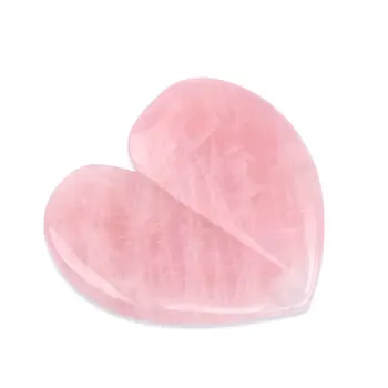 Форма Сердца Розовый Кварц Камень Гуаша Натуральный Прохладный Скребок Инструменты Для Лица Шеи Спины Давления Тела Китайская Физиотерапия