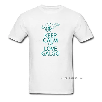 Хлопковая футболка Keep Calm And Love Galgo Dog Greyhound С буквенным принтом Для мужчин, белые, серые, черные забавные топы и тройники с коротким рукавом