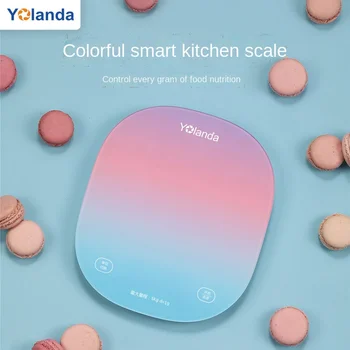 Цветные мини-умные кухонные весы Yolanda, электронные для взвешивания граммов, цифровые аксессуары для кухни Kichen