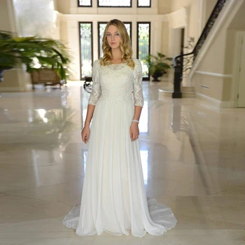 Элегантное свадебное платье из шифона с короткими рукавами и кружевной аппликацией длиной до пола, длинное пляжное свадебное платье принцессы для женщин