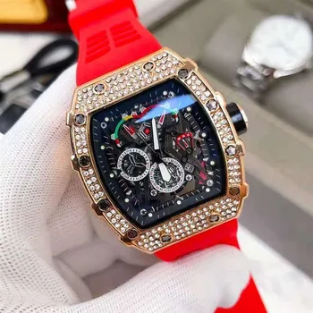 Элитный мужской бренд с 3 указателями sports run second RM Diamond автоматические мужские часы, полнофункциональные кварцевые часы